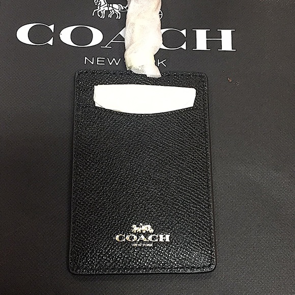 (UNISEX) COACH - ID LANYARD BLACK LEATHER (NWT) - Picture 3 of 15